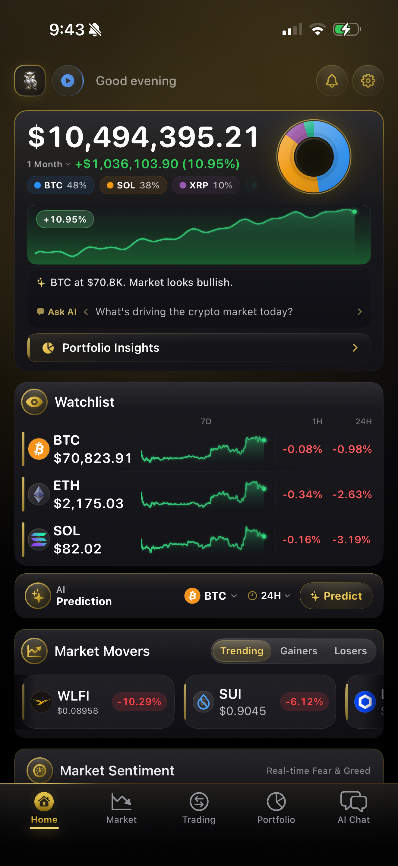 CryptoSage AI dark mode